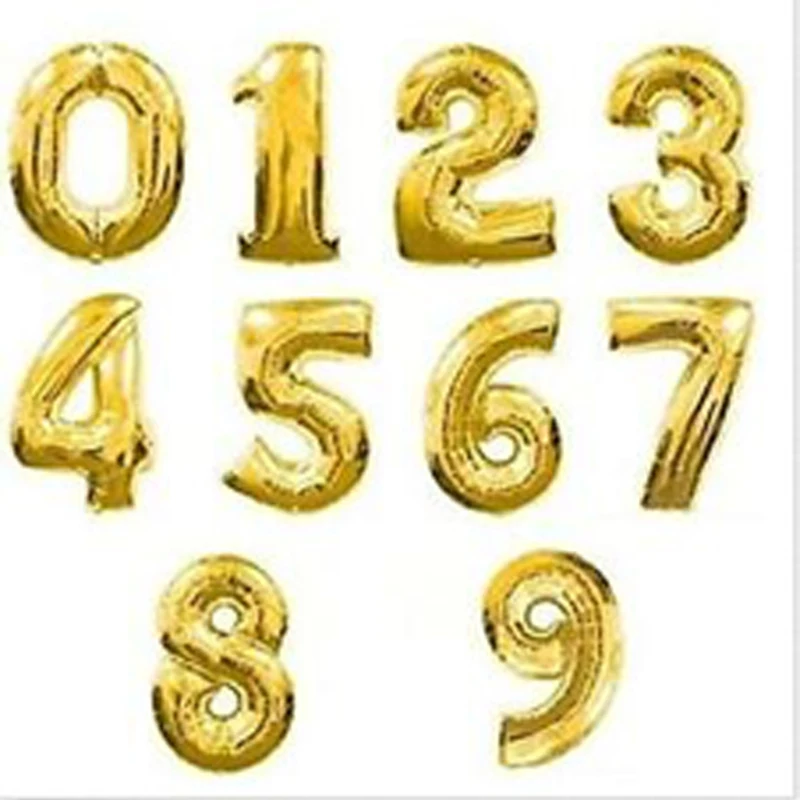 50 шт. 16 дюймовые цифры для праздничной вечеринки|aluminum gold|aluminum balloon birthdayaluminum decor |
