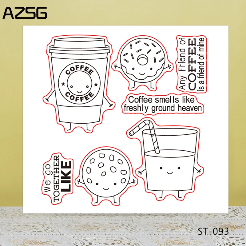 AZSG кофе печенье силиконовые прозрачные штампы/печать для DIY скрапбукинга