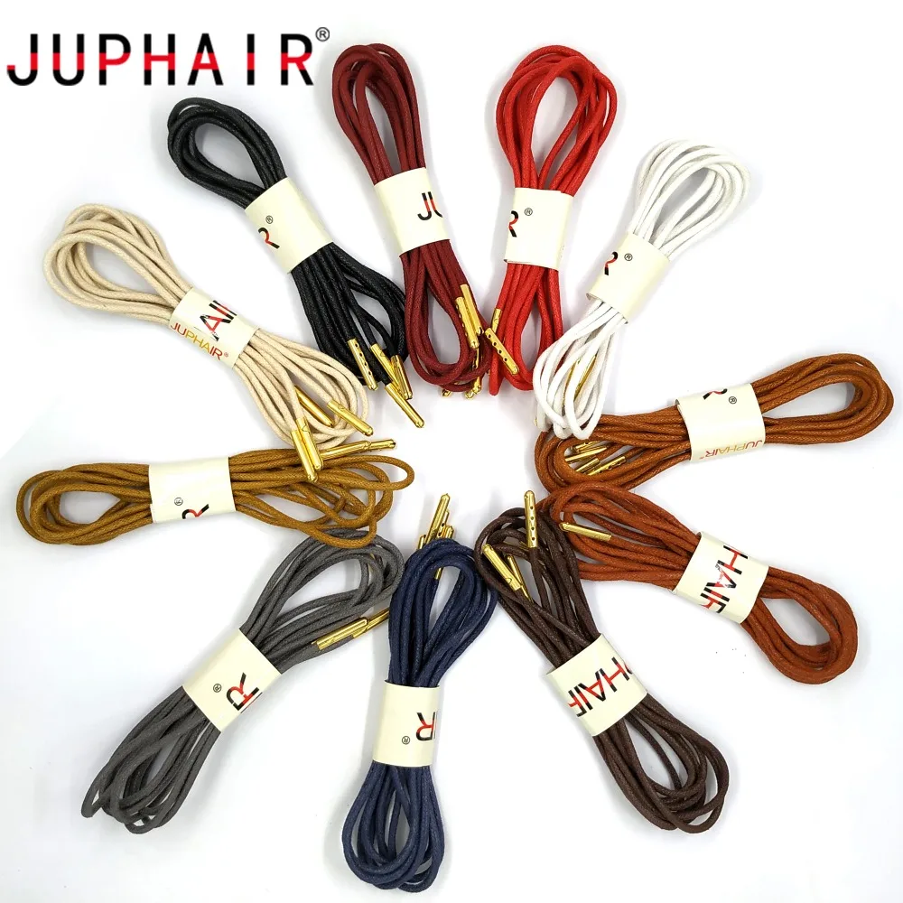 JUPHAIR тонкие Вощеные хлопковые шнурки круглые золотые металлические головы восковая шнурка платье кожаные шнурки для обуви ботинок шнурки для спортивной обуви