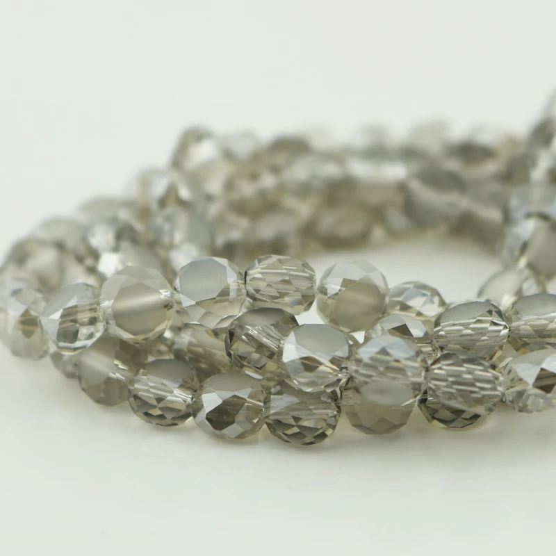 

Wholesale 8MM Flat Round Crystal Beads Gray Bread Spacer Glass Beads For Jewelry Making Bracelet DIY Beads 350pcs/lot