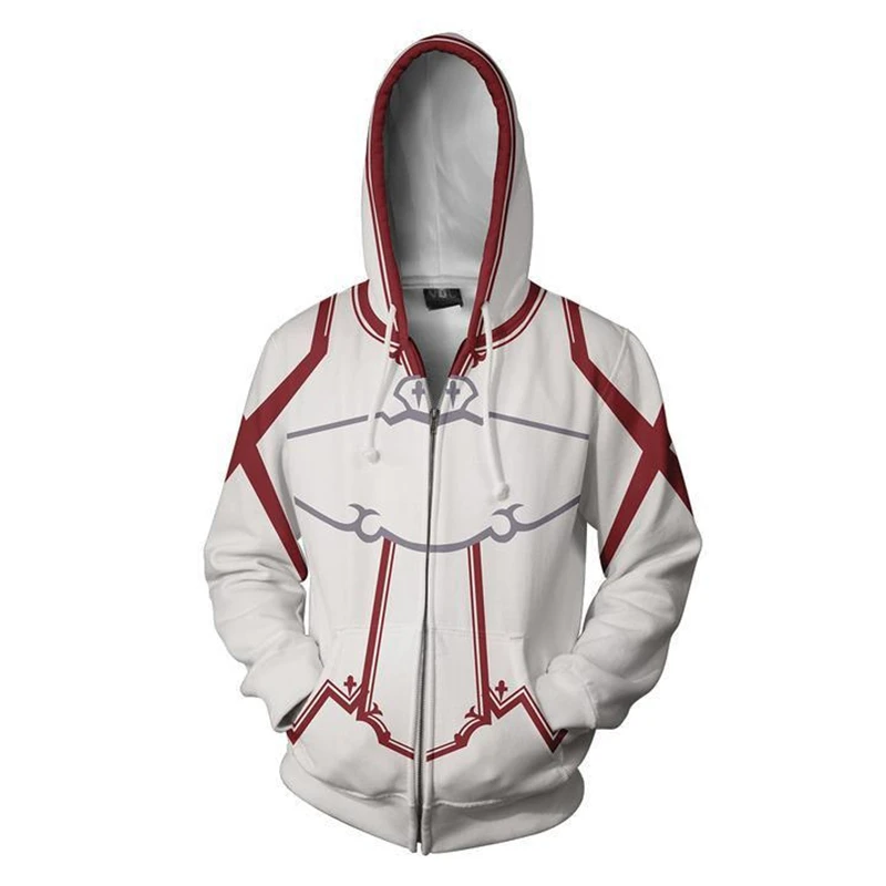 Zipper Coat 1 Аниме Sword Art Online SAO Толстовка Кирито киригая Kazuto Yuuki Asuna принт Повседневная Толстовка тонкие толстовки пальто на молнии - Цвет: Zipper Coat 1