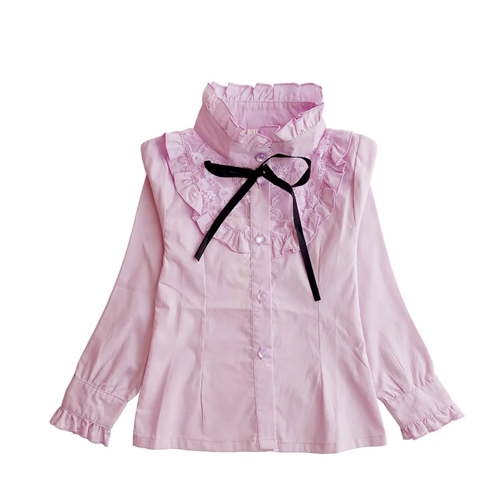 2017 весенне осенняя блузка для маленьких девочек розовая/белая одежда детская