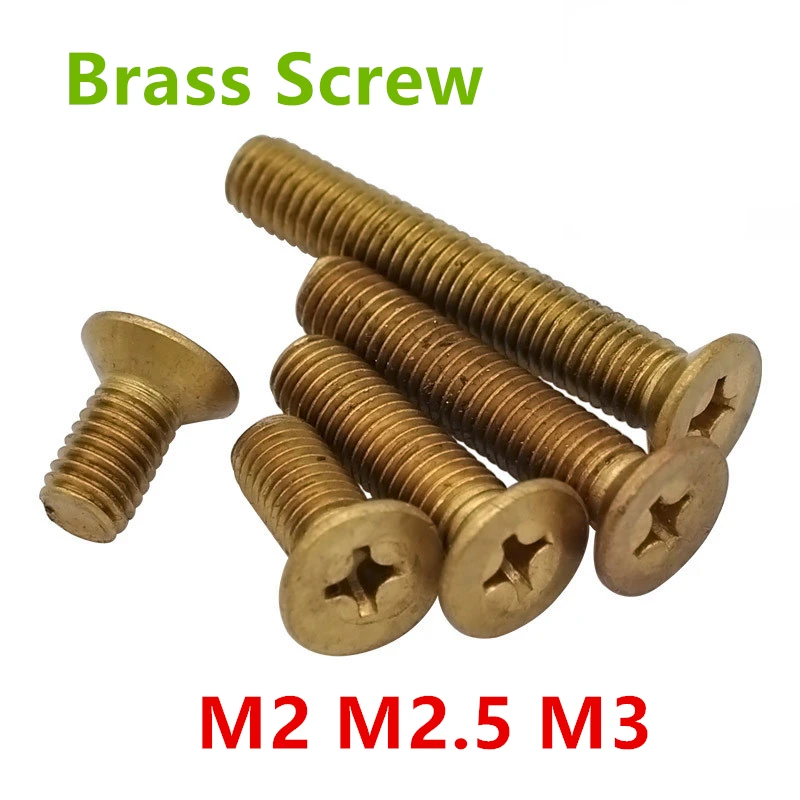 

20pcs M2 M2.5 M3 Brass Countersunk Flat Head Phillips Screws/Bolts