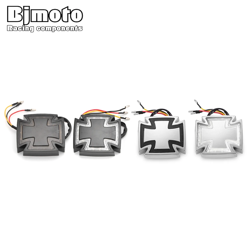 BJMOTO ABS, 12 В, мотоциклетный, велосипедный, крестообразный, светодиодный, тормозной светильник, Беговая лампа, задний светильник s, задний светильник для Harley Chopper Bobber, мотоциклетные