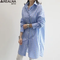 casual loose women shirts 2019 autumn fashion plus size kimono long blouse buttons long sleeve striped shirt women tops blusas