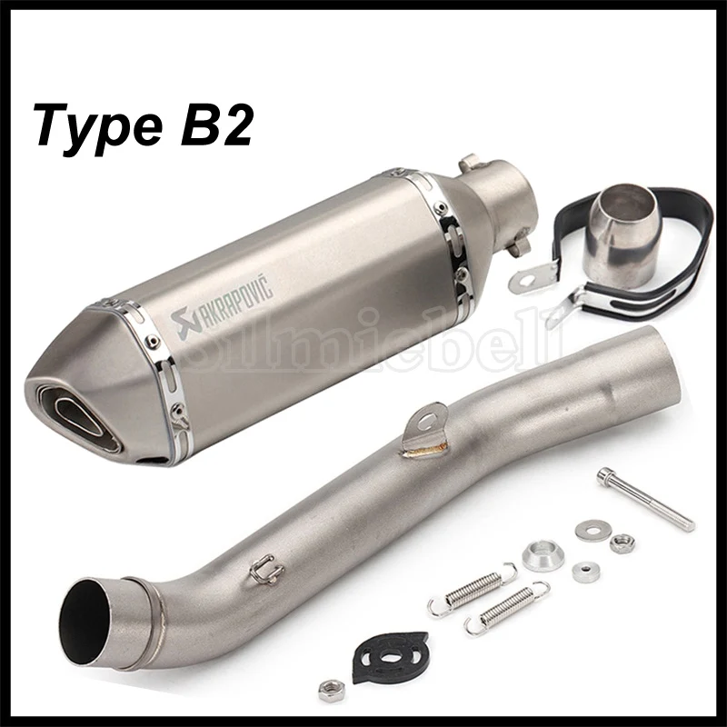 Type B2 Akrapovic выхлопная труба мотоцикла для Kawasaki Z800 выхлопная 2013- без шнуровки выхлопная труба мото Глушитель со средней соединительной трубой - Цвет: Type B2