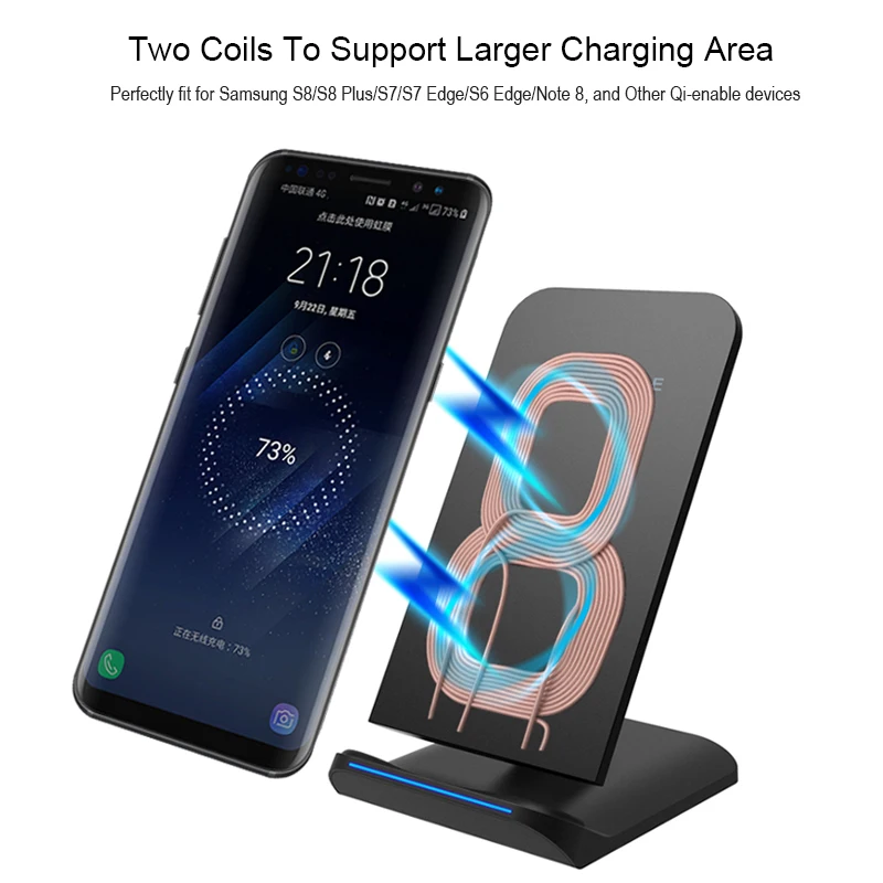 Chunfa Новый Ци беспроводной зарядки для Samsung S8 плюс S6 край Беспроводное зарядное
