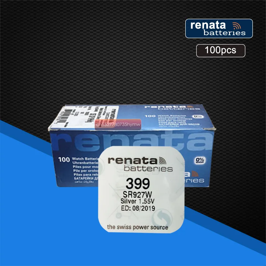 100 упаковка RENATA Swiss 399 SR927W 1 55 V для часов серебряные часы батареи|Часовые батарейки|