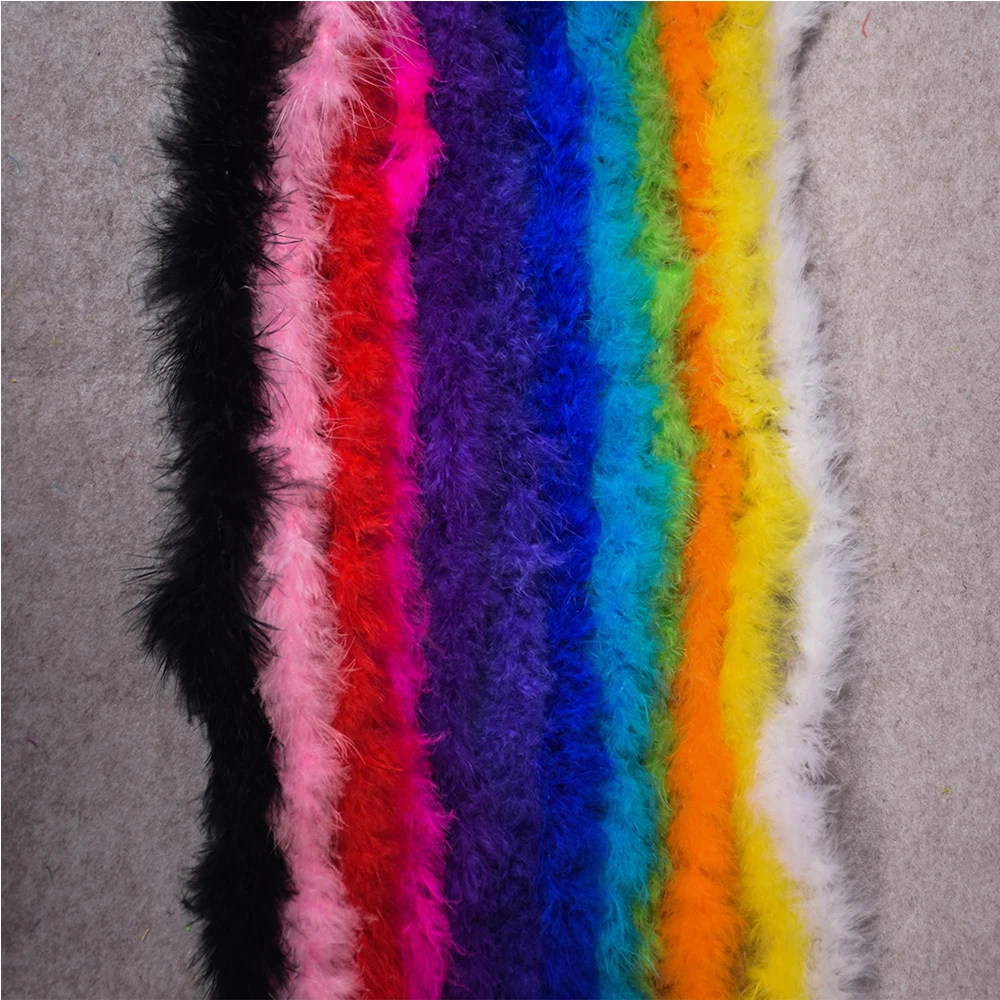 

10pcs/lot 2meters Length Fluffy Feather Boa Christmas Decor Marabou Feather Boa Plumes For New year Decoration Turkey Feather