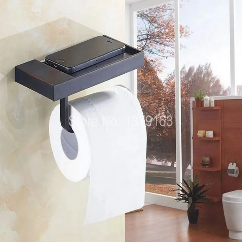 

Modern Square Black Oil Rubbed Brass Roll Toilet Paper Holder Bathroom Tissue Holder W/ Cover aba195