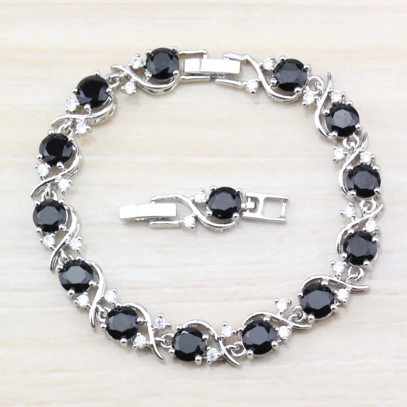 Уникальный волшебный черный браслет из циркония серебряного цвета модные
