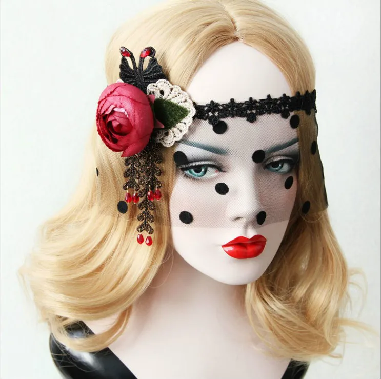 

Party Dance Fashion Headdress Cover Face Covered Mysterious Gauze Headdress