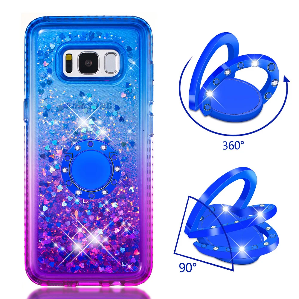 Quicksand bling Case For Samsung Galaxy S8 S9 Cover TPU Back Plus With Ring Buckle Bracket |