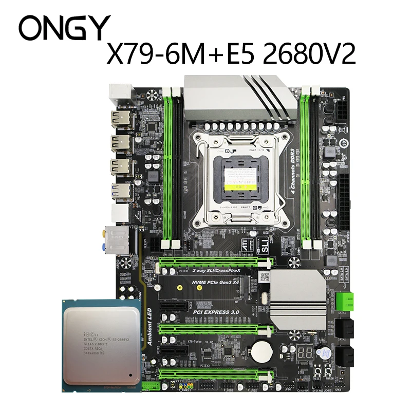 Материнская плата Ongy X79 6 M E5 2680V2 cpu LGA 2011 DDR3 i7 32 GB ATX SATA3.0 6M основная PCI E NVME M.2 процессор
