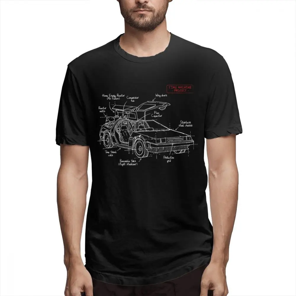 Summer For Man Delorean Plan Back To Future Time Machine T-shirt O-neck Top T Shirt Comfortable Cotton | Мужская одежда
