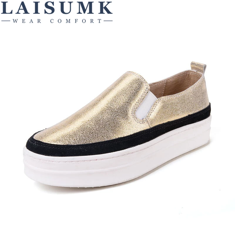 LAISUMK для женщин на платформе Кроссовки Лоферы Обувь плоской подошве из