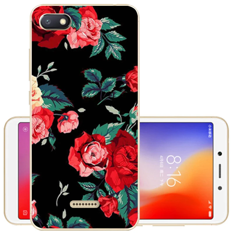 18 Чехол для Xiaomi Redmi 6A, 2 ГБ+ 16 ГБ, 5,45 дюйма, Ультратонкий защитный чехол из мягкого ТПУ с цветочным рисунком для Xiaomi Redmi 6, задняя крышка - Цвет: 18