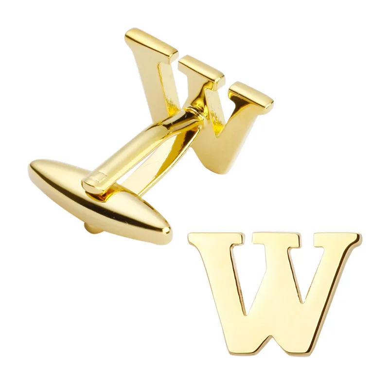 

KC Free delivery, high quality Brass Cuff buttons, brand new fashionable gold W letter cuff buttons for men's wedding gifts.
