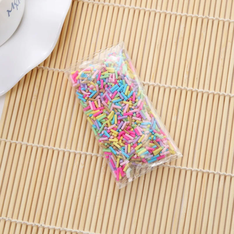 50 г/лот Fimo Ломтики разбрызгивает украшения торта для слизи DIY поддельные конфеты игрушки в виде десерта пушистые слимы принадлежности глиняные амулеты 5 мм