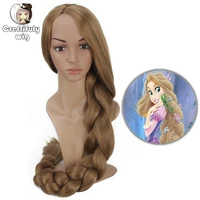 110cm princess tangled rapunzel long braiding hair blonde cosplay wig anime costume party synthetic wigs for women girls