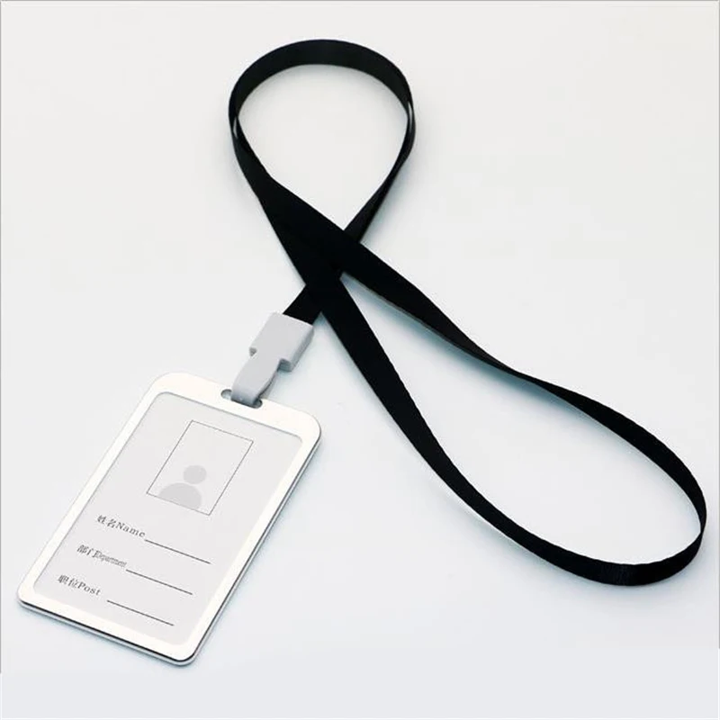 black Металлический держатель для ID кредитной карты, бейдж с ремешком, подходит для офиса и школы, БИЗНЕС БЕЗОПАСНОСТЬ, держатель для пропуска, бирка с веревкой, набор - Цвет: black