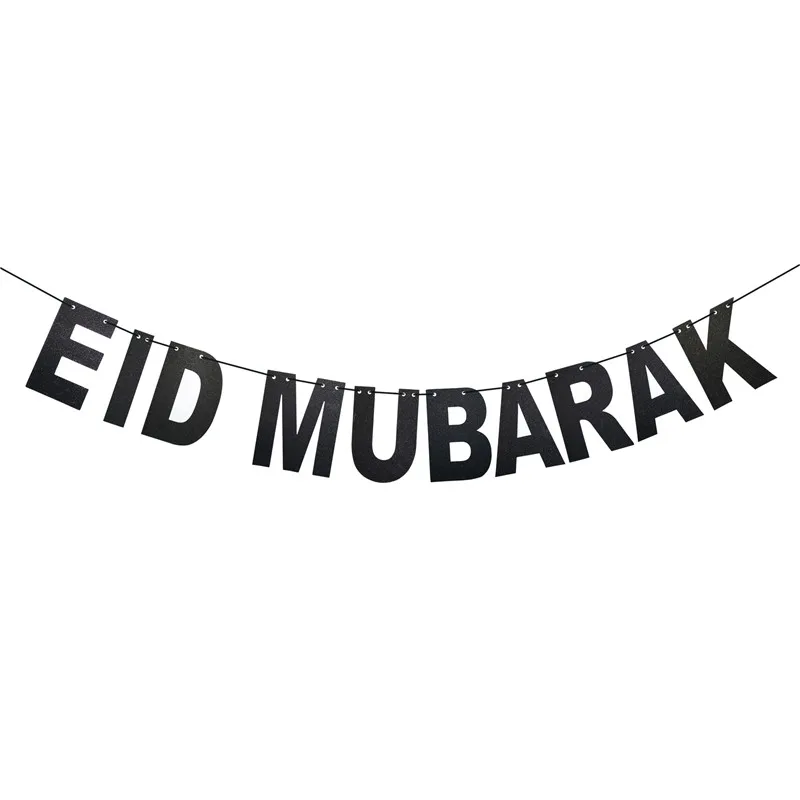 Насыщенный сапфировый EID MUBARAK баннер блеск EID фестиваль гирлянда из ткани мусульманское украшение Мубарак Рамадан поставки - Цвет: Насыщенный сапфировый