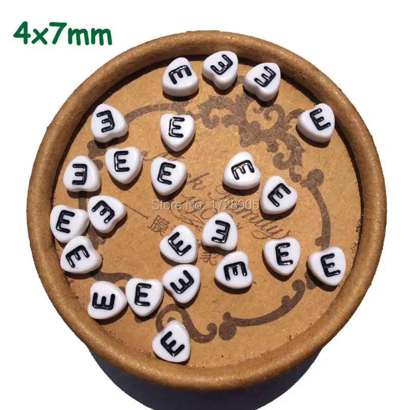

Heart Shape Letter Beads For Kids Jewelry Making 4*7mm 100pcs Acrylic Separate Alphabets Spacers with Hole Vowel Letters A to Z