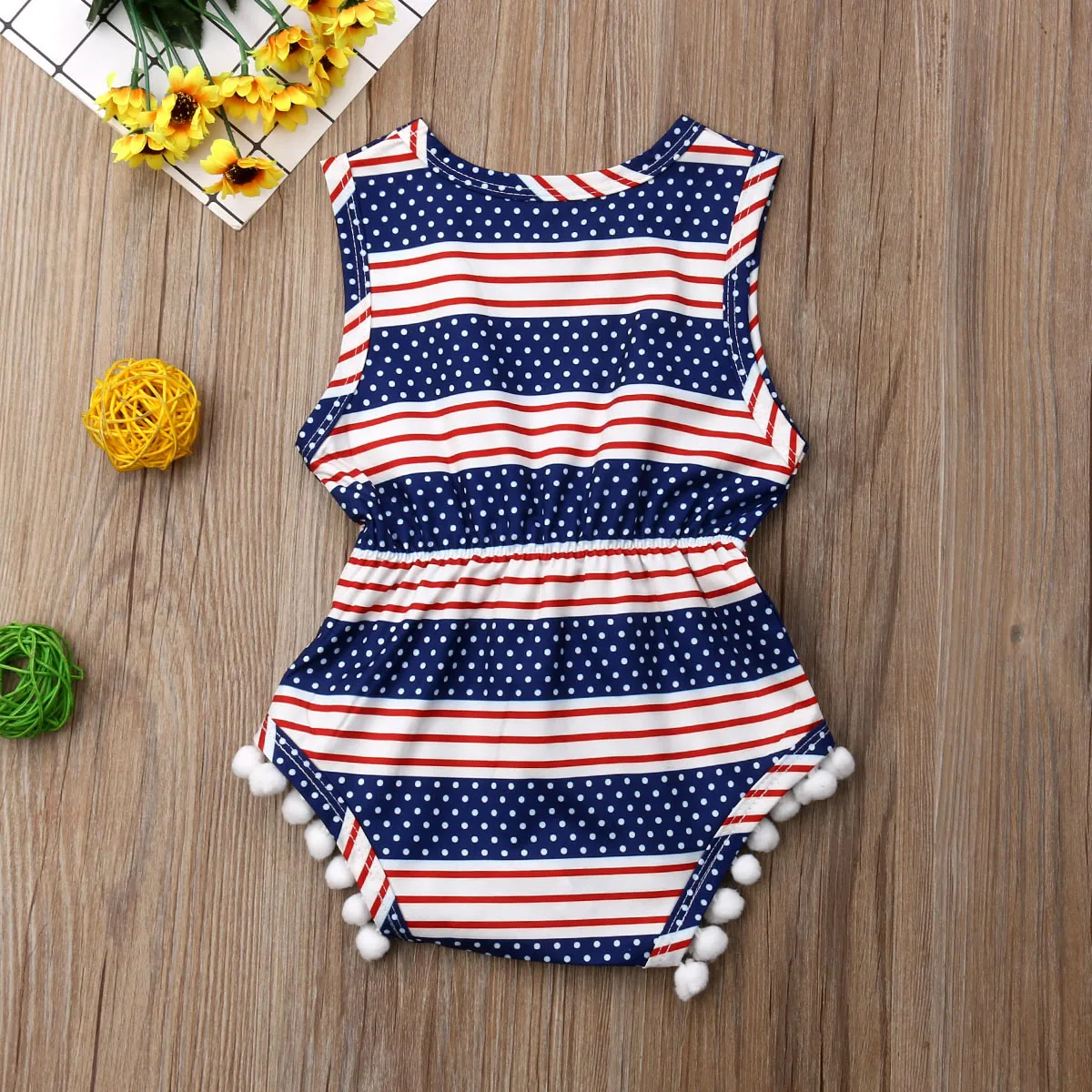 Комбинезон в горошек для новорожденных девочек 4 июля|Боди малышек| |