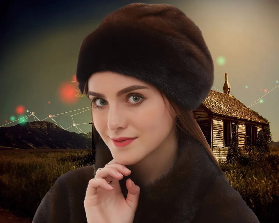 Натуральная Кожа Женщины Случайный норки hat Цветочные Украшения норки меховая шапка женская Мода зимние шапки для женщин меховая шапка