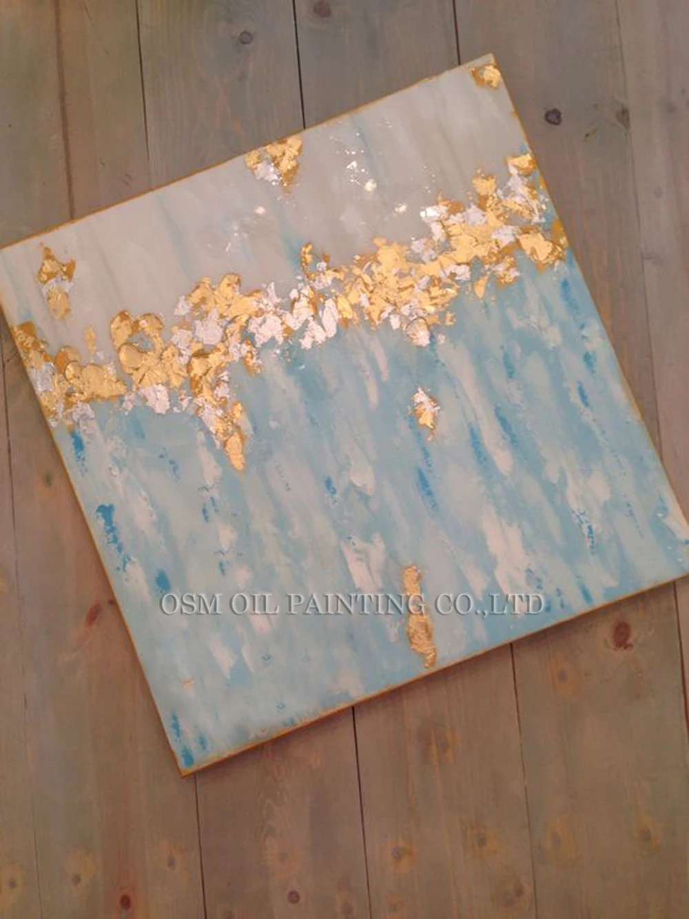Новое поступление Высококачественная абстрактная Аква синяя и Золотая картина
