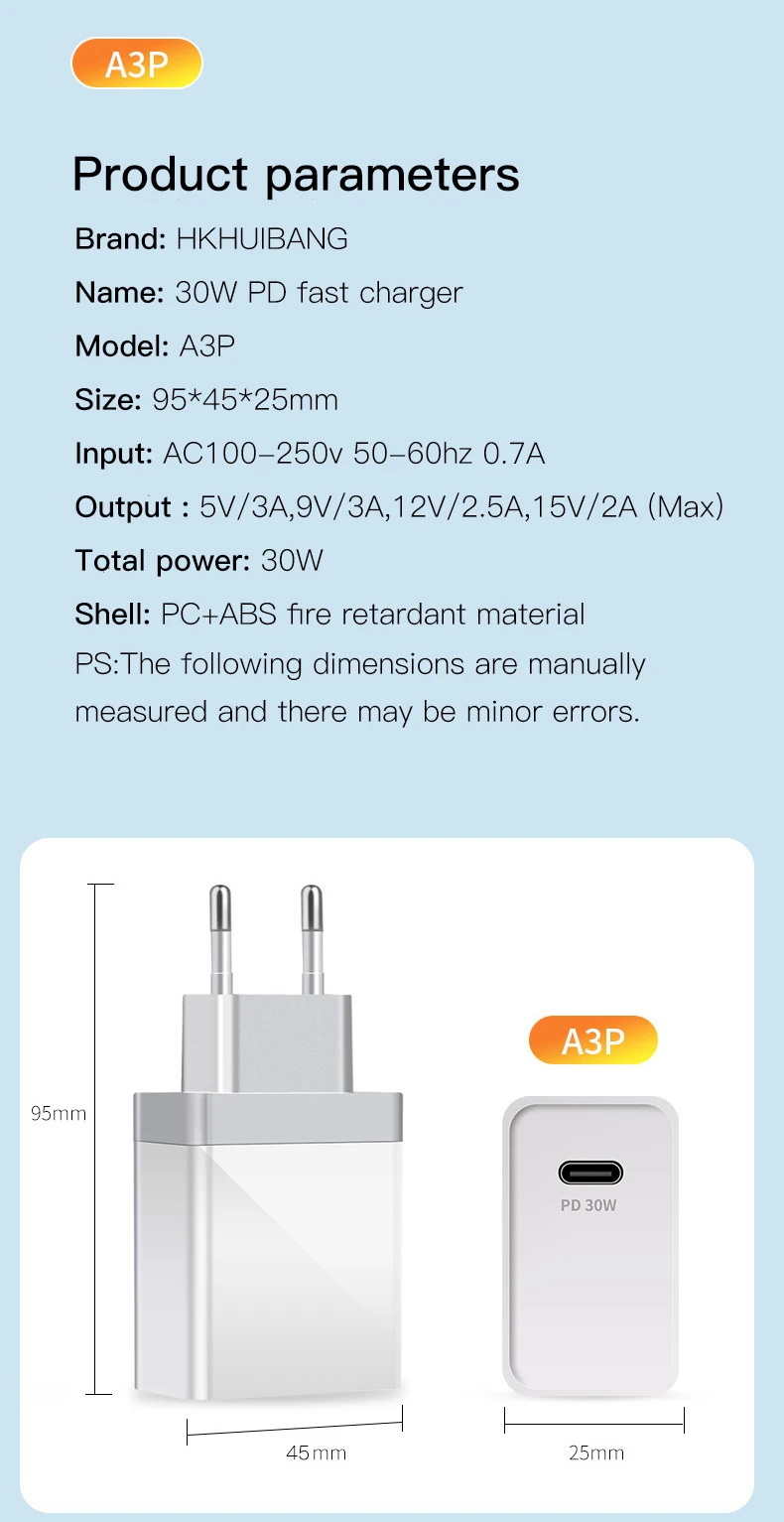 HKHUIBANG USB зарядное устройство 30 Вт PD Быстрая зарядка usb type C PD зарядное устройство для iPhone 11 X XS 8 Xiaomi huawei samsung iPad Pro MacBook Por