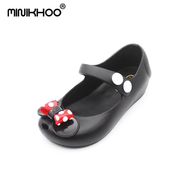 Mini Melissa/Новинка года; желеобразная обувь для принцессы сандалии с Микки-бабочкой; прозрачные сандалии для девочек; Детские прозрачные сандалии; обувь Mini melissa - Цвет: Black