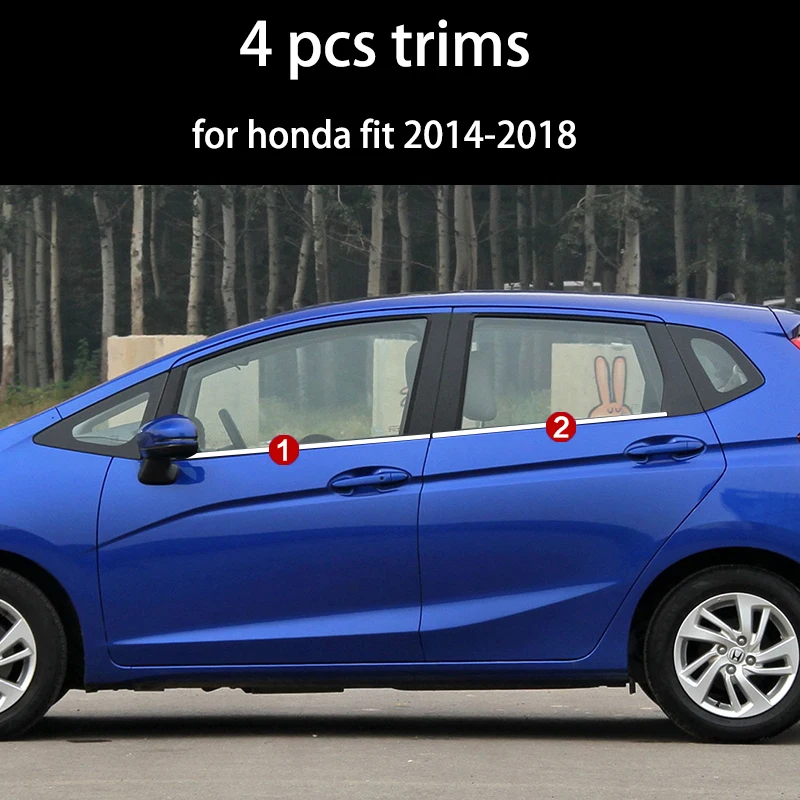 4 pcs trims1 Lsrtw2017 304 нержавеющая сталь окна автомобиля планки для honda fit honda jazz 2008 2009 2010 2011 2012 2013 - Название цвета: 4 pcs trims1