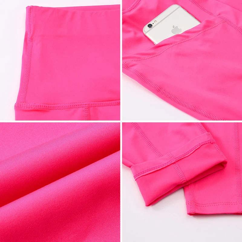 Высокая талия компрессионные штаны для йоги с карманами женские дышащие