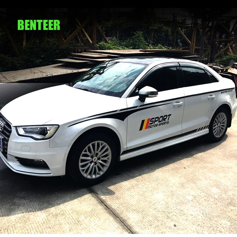 2 шт. спортивного гоночного автомобиля Дверная наклейка для Audi A1 A3 A4 A6 A6L A7 A8 Q3 Q5 Q7 TT S RS3 RS4 RS5 RS6 RS7 RS8
