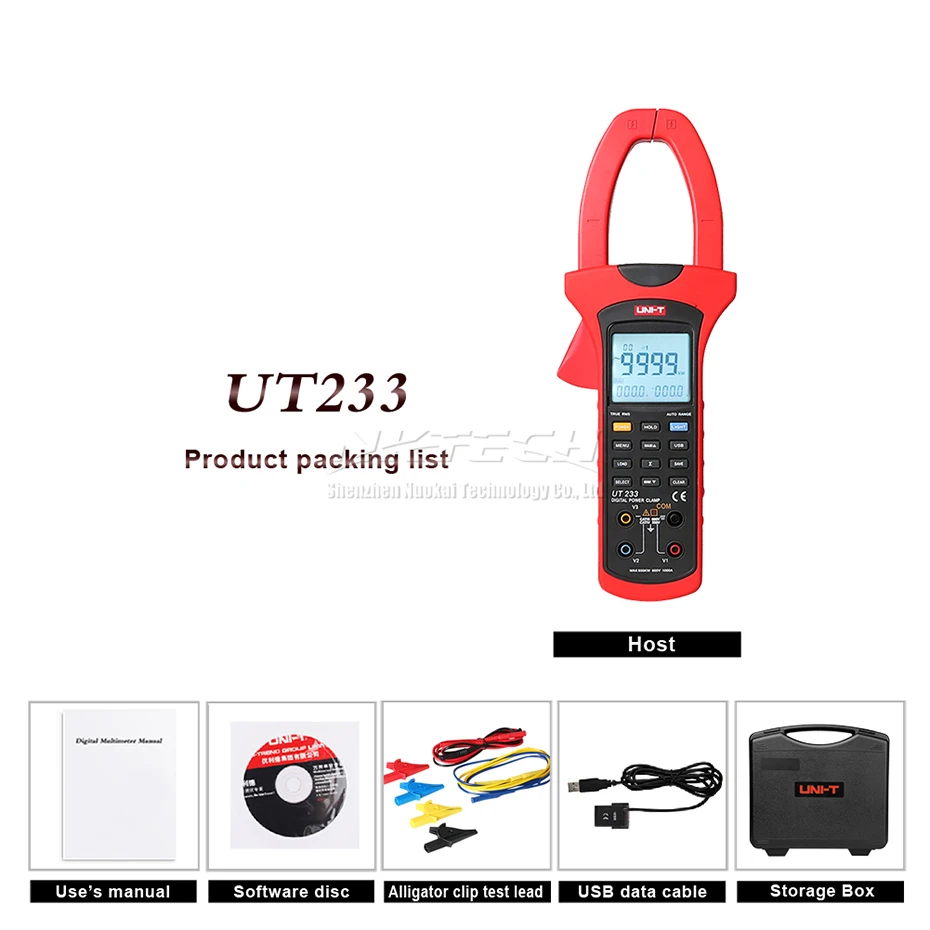 UNI T цифровой измеритель мощности UT233 UT231 трехфазный тест последовательности 1000 А