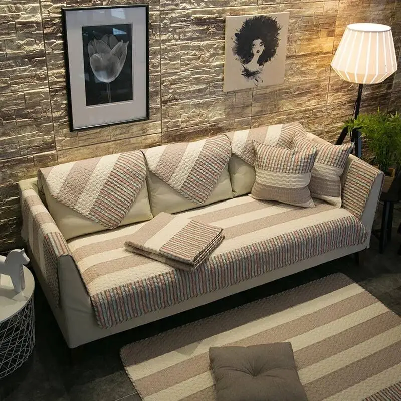 Универсальный гибкий однотонный секционный чехол для дивана тканевый