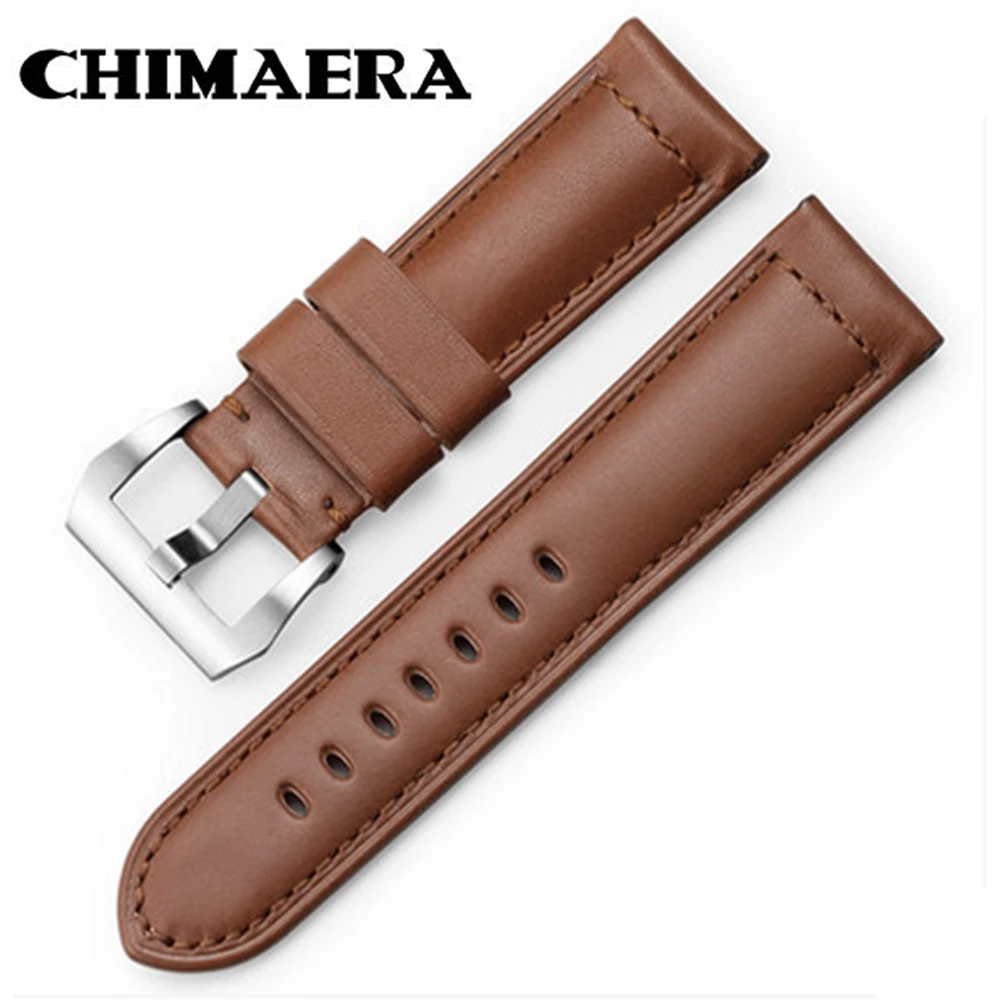 Ремешок для часов CHIMAERA 24 мм из натуральной кожи водонепроницаемый прочный темно