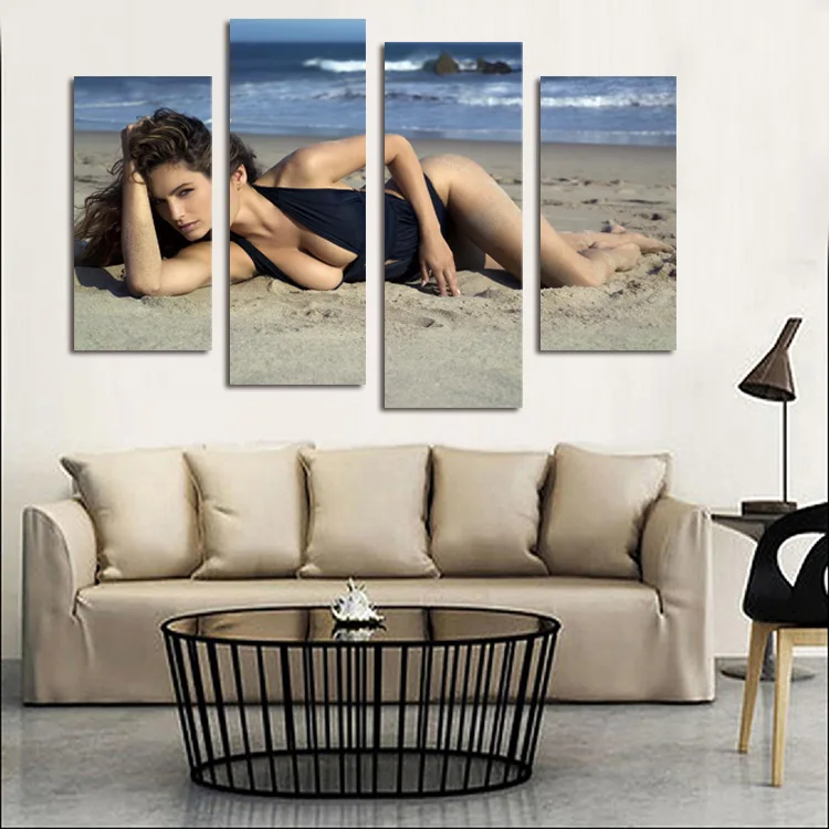 FOUR PC NO FRAME Beach Beauty Oil Painting Printed On Canvas Home Decor Wall | Дом и сад