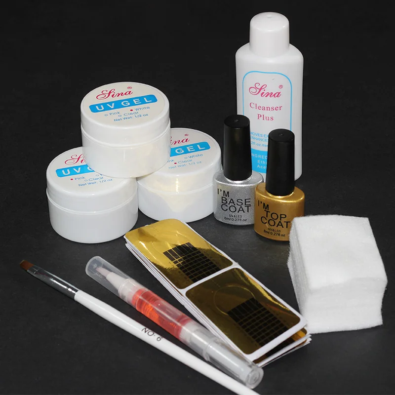 Ногтей Книги по искусству расширение установить прозрачный розовый белый УФ