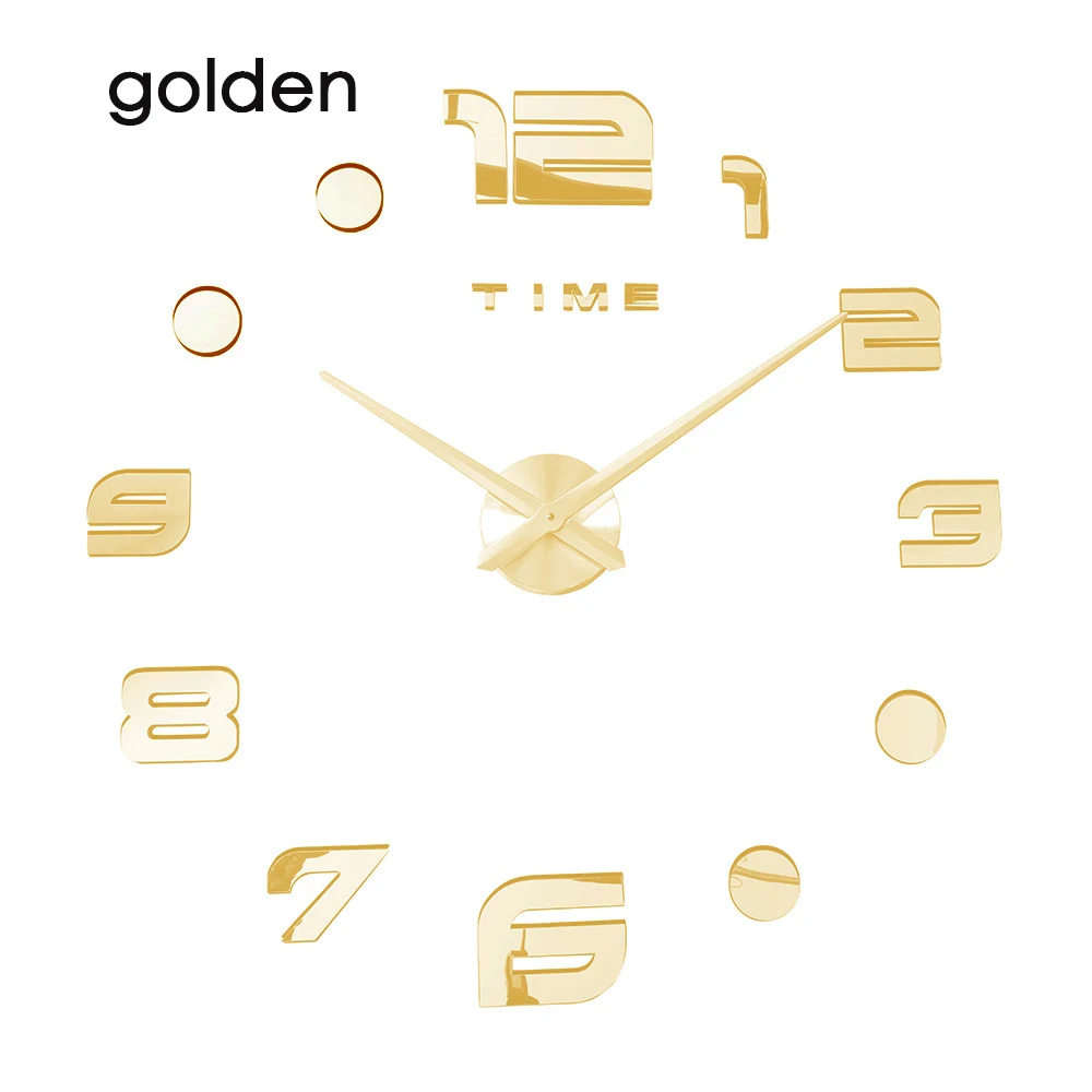 wall clock golden Светящиеся креативные новые настенные часы Horloge Murale Diy 3d акриловая наклейка для зеркала большая домашняя кварцевая игла Современная Дези - Цвет: wall clock golden