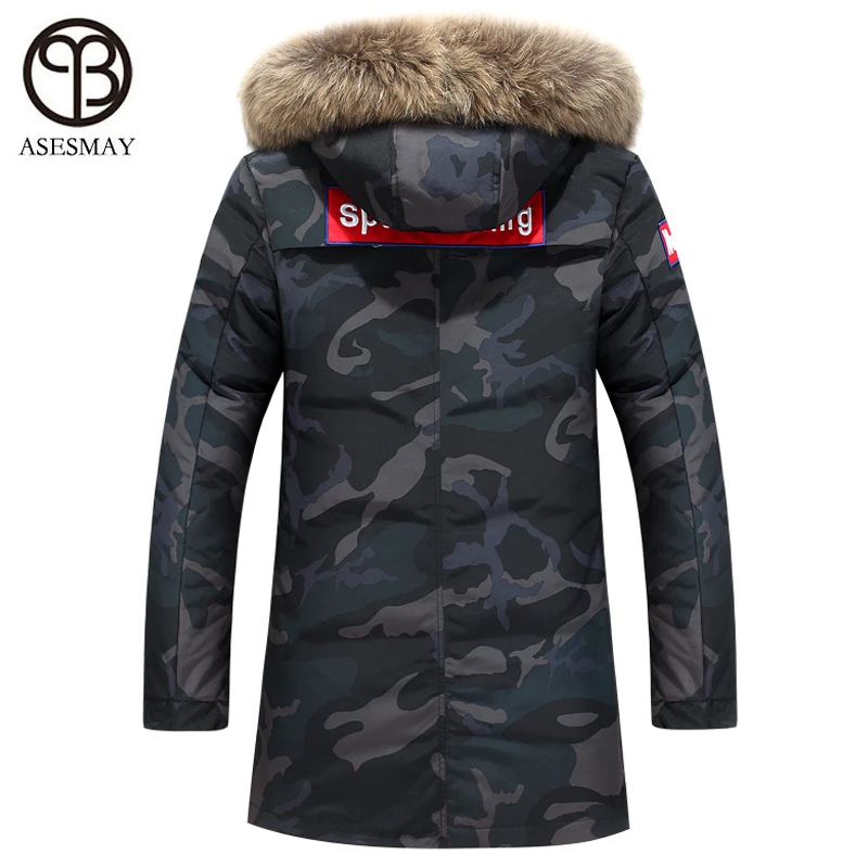Asesmay 2019 модная зимняя куртка для мужчин парка с капюшоном толстые длинные куртки