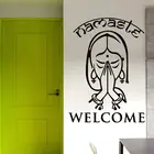 Домашний декор художественная роспись Индийская Йога намаст Наклейка на стену Добро пожаловать слова домашнее украшение виниловая Йога стильные настенные дверные наклейки AY917