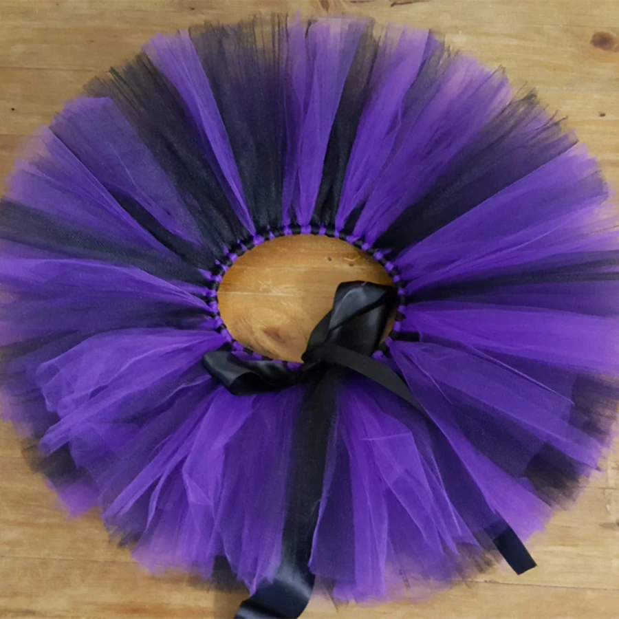 Черно фиолетовая юбка пачка для девочек фатиновая пушистая детская танцев юбки