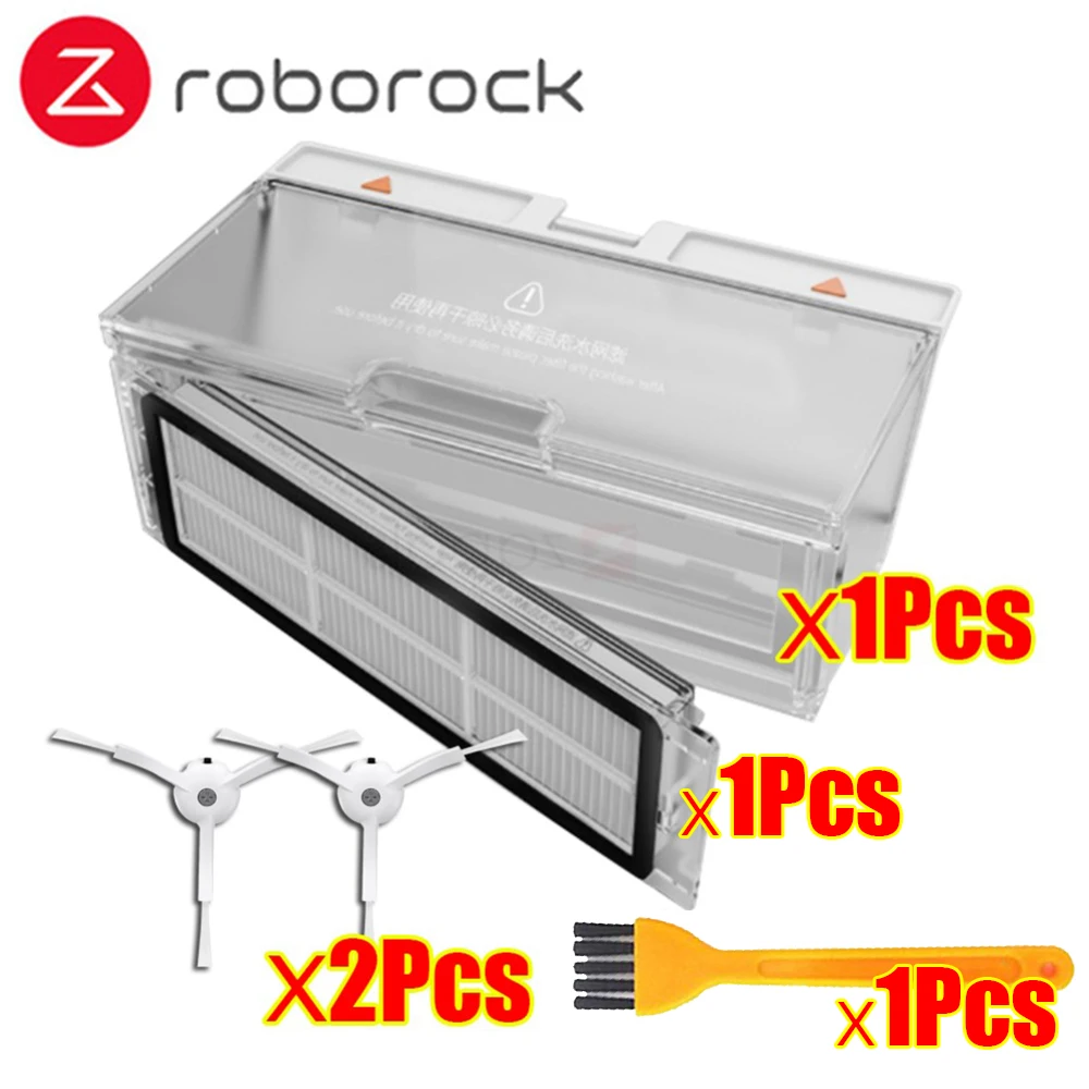 Оригинальная коробка для пыли Roborock, запчасти для Xiaomi Mi, робот-пылесос, 2 части для пылесоса Roborock S55 S51 S50, боковая щетка для фильтра