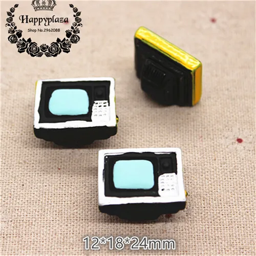 black TV 5pcs Милый полимерный 3D античный домашний прибор ТВ/Радио/настольный телефон/железо/шайба миниатюрное искусство поставка украшение поделка-Шарм DIY - Цвет: black TV 5pcs