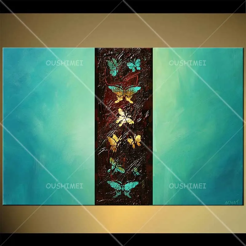 

Beautiful Butterfly in Flight Hordes Grace and Elegance Green Light Blue Sky Oil Painting Pure Hand-painted Canvas Oil Painting