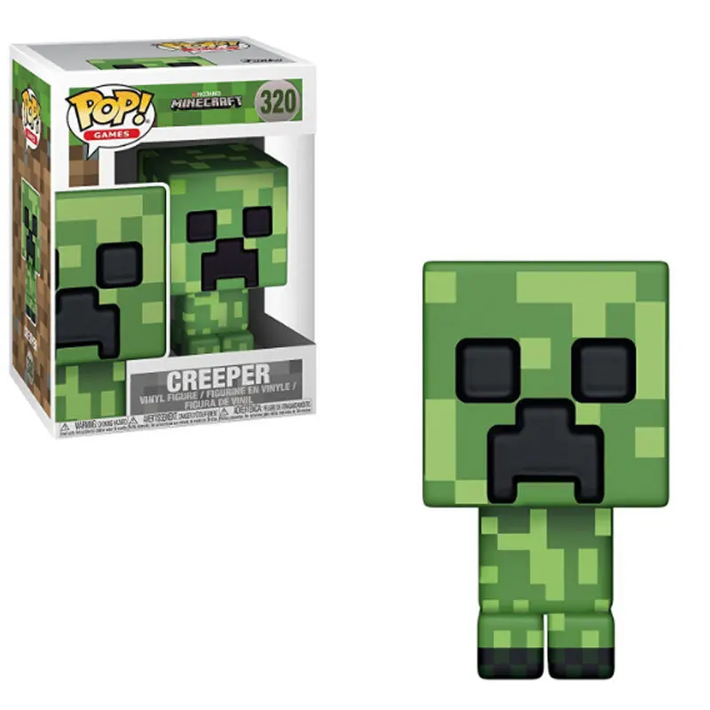 with box Funko pop Minecraft-Крипер, Стив, Стив в алмазной доспехах фигурка аниме модель ПВХ Коллекция игрушек для детей Подарки - Цвет: with box
