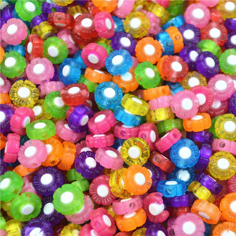 Модные Акриловые бусины 100 шт./лот в виде бабочек и цветов для самостоятельного