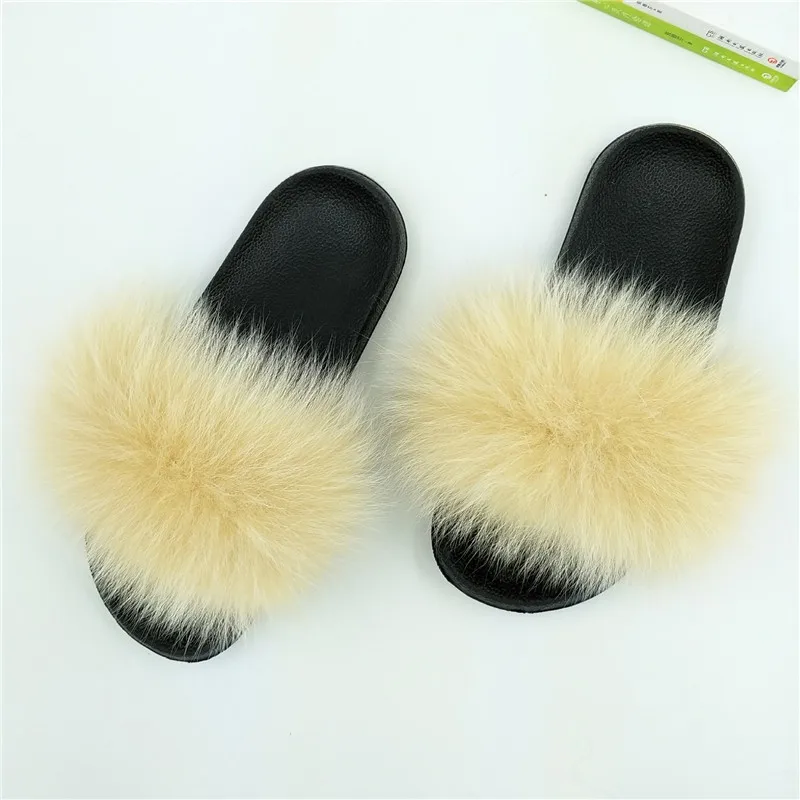 Меховые тапочки сезон лето Новинка из натурального Лисьего меха женские